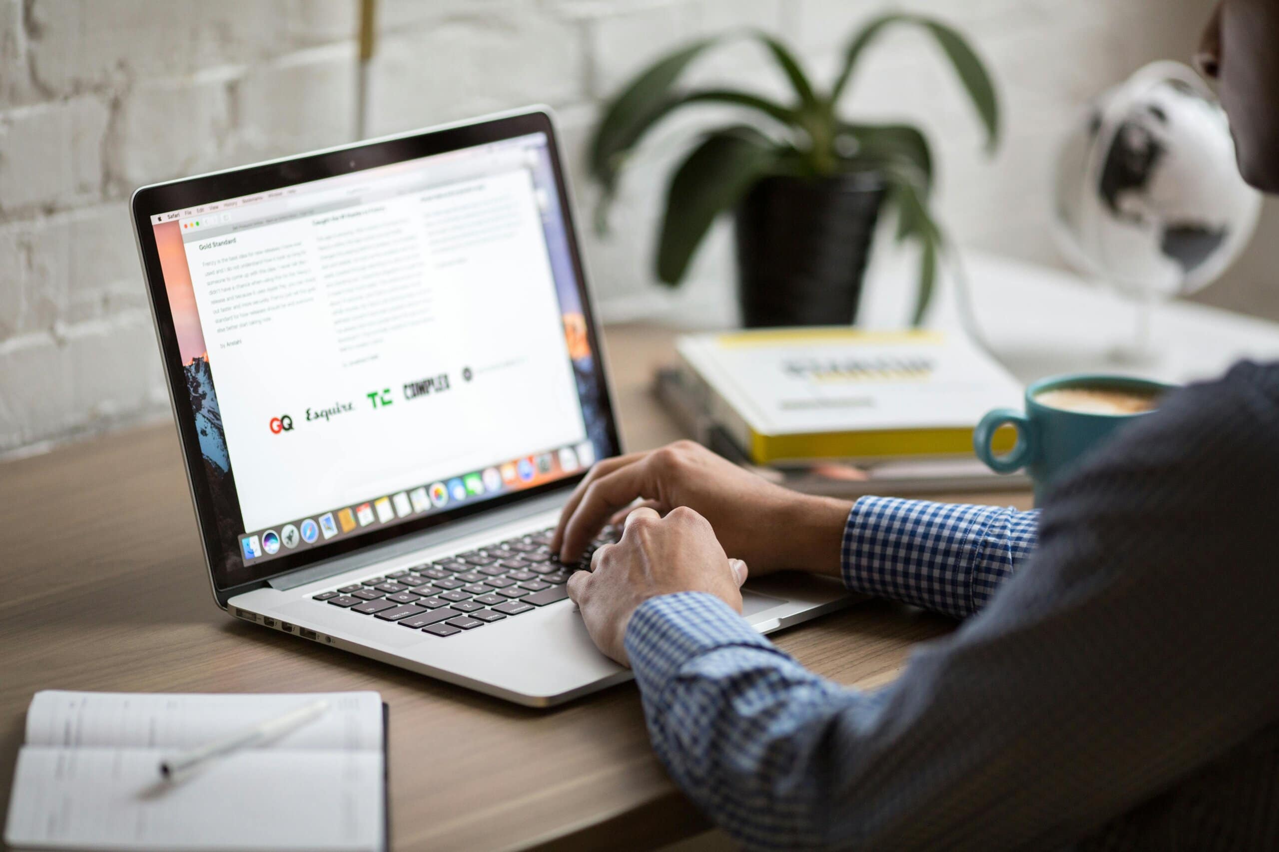 Man searching on laptop